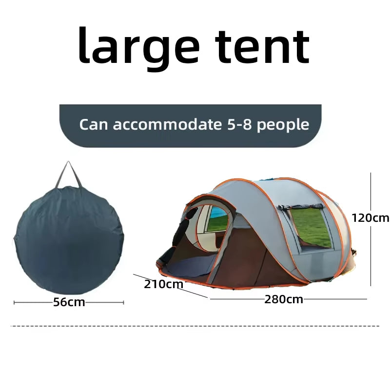 5-8 Person Automatic Pop-Up Tent for Camping, Portable Beach Fishing Shelter, Ideal for Outdoor Adventures and Hiking Trips