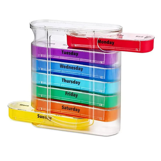 Weekly 7-Day Pill Organizer with 28 Compartments - Travel-Friendly Medicine Storage Box