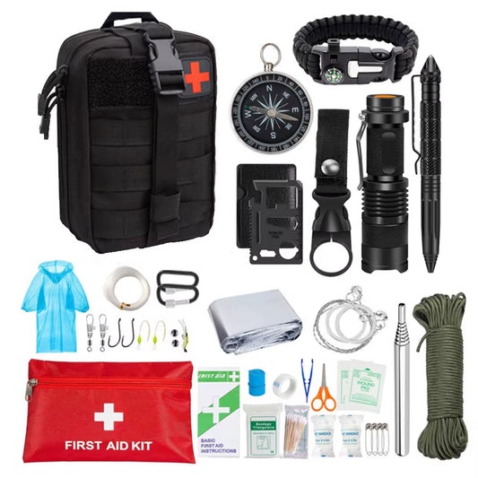 38 in 1 Survival First Aid Kit Military Full Set Molle Outdoor Gear Emergency Kits Camping Hiking Adventures Trauma Bag
