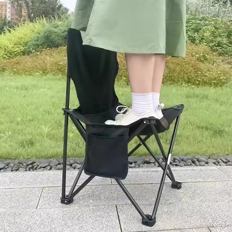 Metal Folding Chair Outdoor Portable Carbon Steel Alloy Fishing Picnic Stool Beach Chair Leisure Chairs Gear Lawn Camping Chair