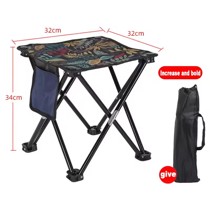 Metal Folding Chair Outdoor Portable Carbon Steel Alloy Fishing Picnic Stool Beach Chair Leisure Chairs Gear Lawn Camping Chair