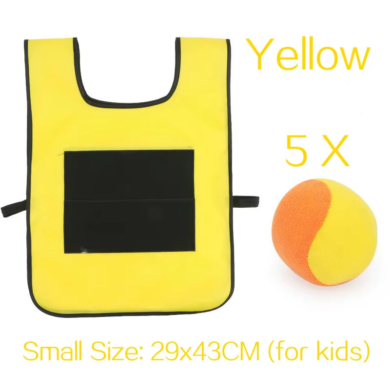 Outdoor Sport Game Props Vest Sticky Jersey Vest Game Vest Waistcoat with Sticky Ball Throwing Toys for Children Kids Sports Toy