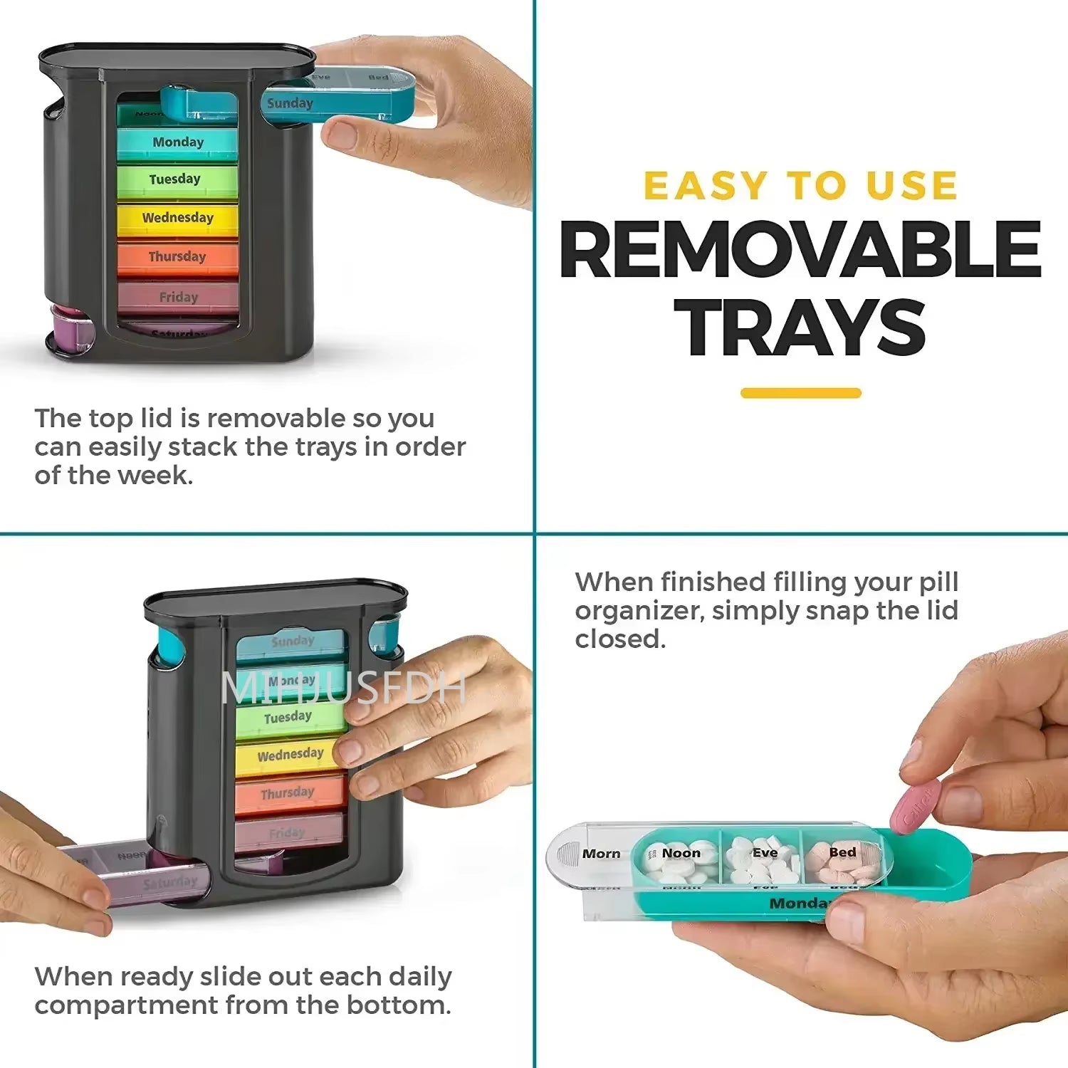 Weekly 7-Day Pill Organizer with 28 Compartments - Travel-Friendly Medicine Storage Box