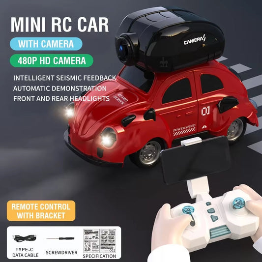 Mini RC Car with Detachable Camera - App-Controlled Racing Vehicle for Kids with Lights - Perfect Gift for Boys!